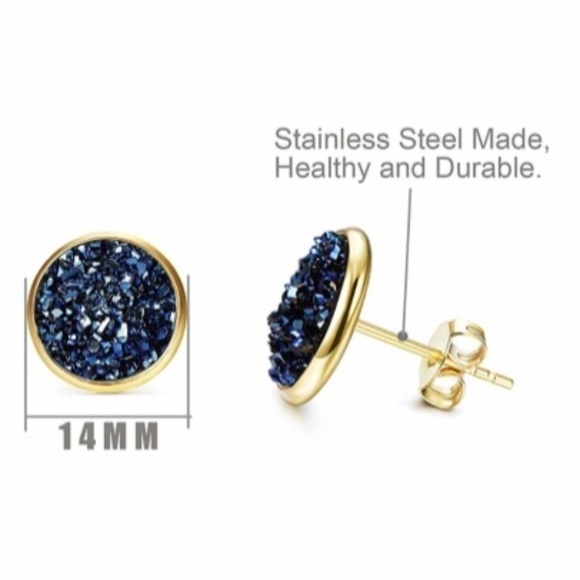 SALE💚 any 3 for $18 💚
 Druzy Stone Round Stud Earring - Picture 5 of 6
